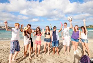 Studenten am Strand